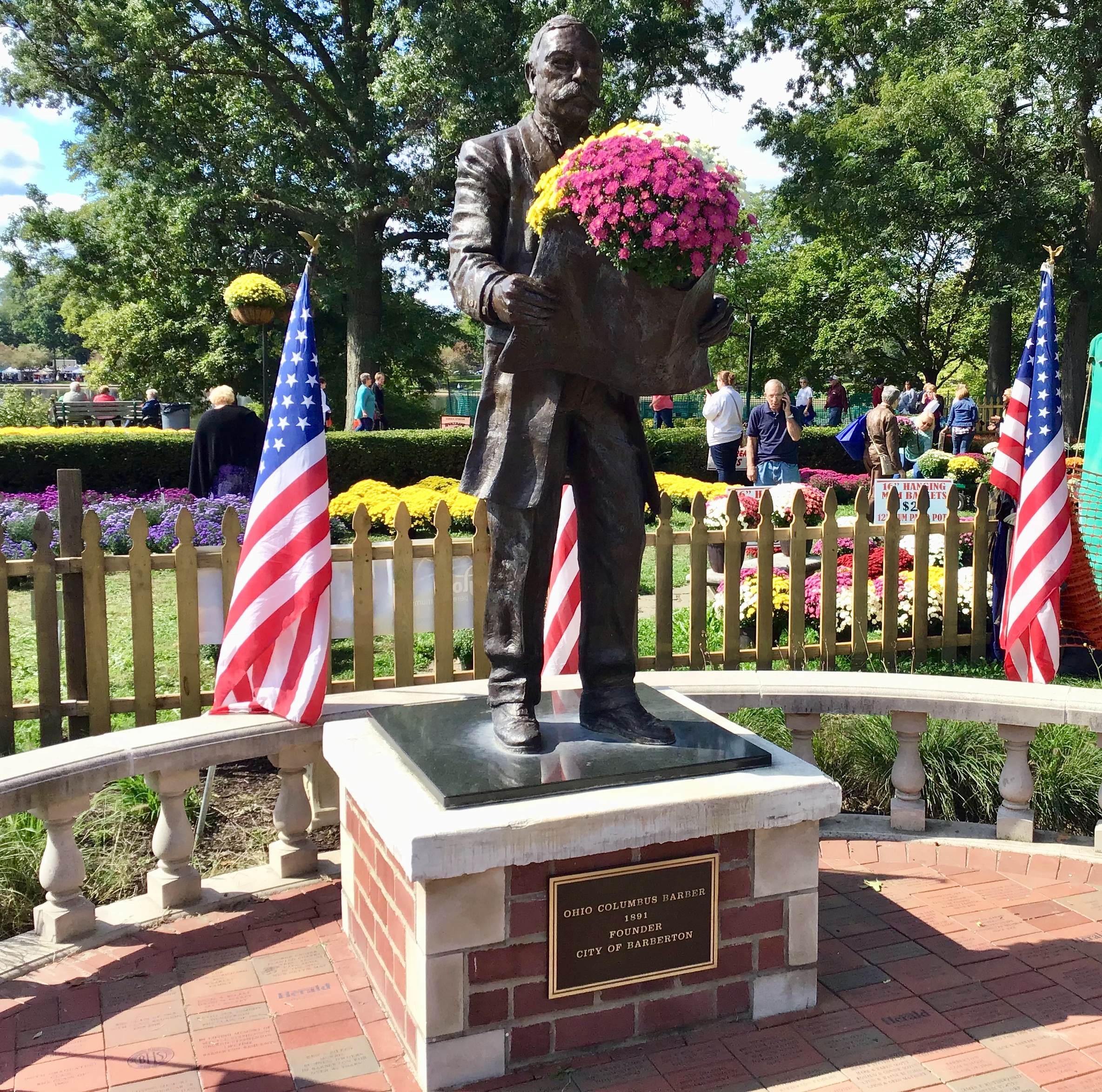 Ohio Columbus Barber statue in Barberton, OH